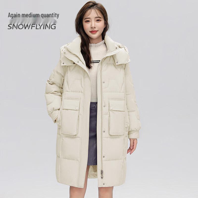 SNOWFLYING Abrigo de Plumas con Capucha de Largo Medio para Mujer