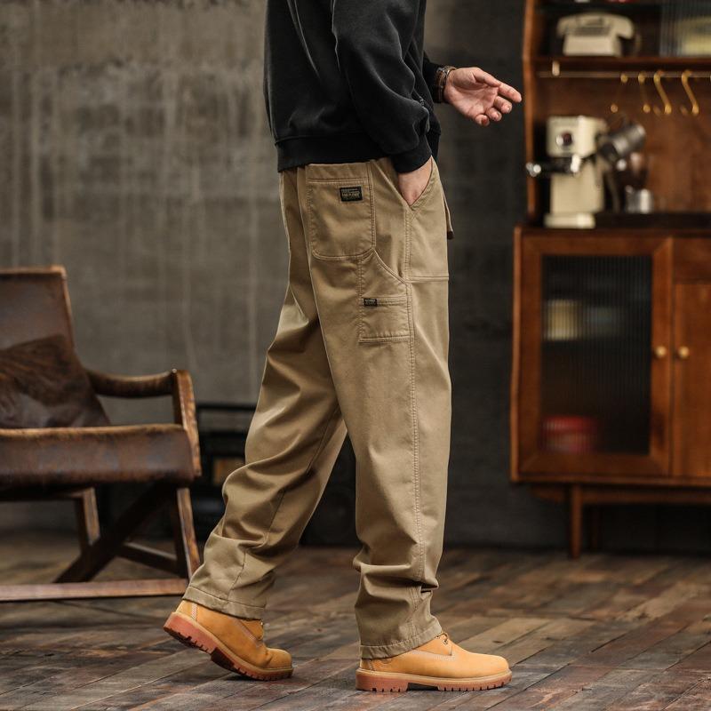 Retro trendy men's overalls loose straight casual pants men's trousers trendy pants high-end men's clothing