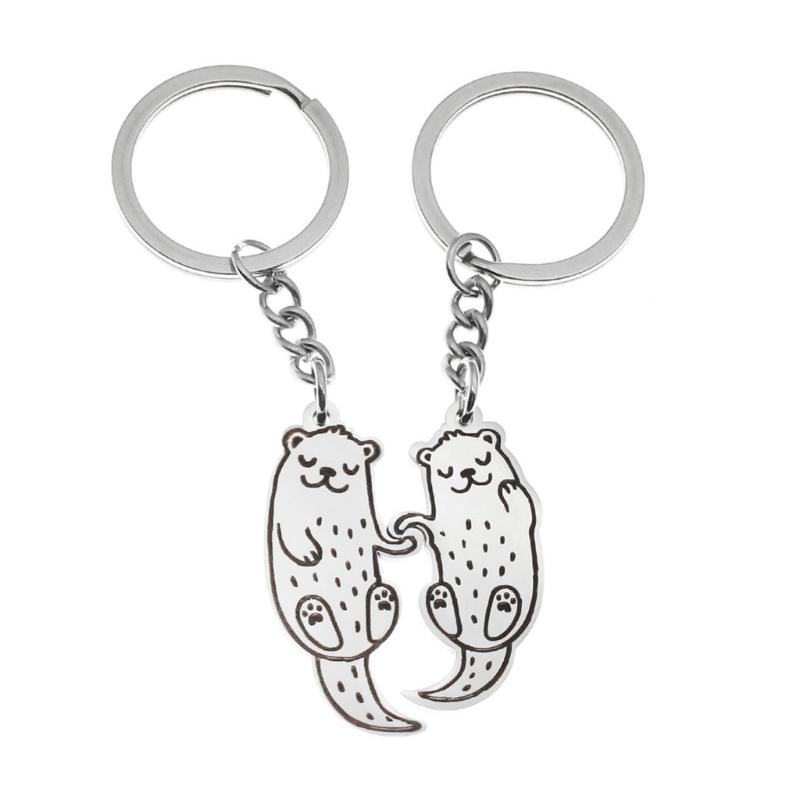 

2 Pieces Metal Keyring Set Otters Souvenir Keychain Functional Accessories Key Holder Suitable for Keys and Bags 1