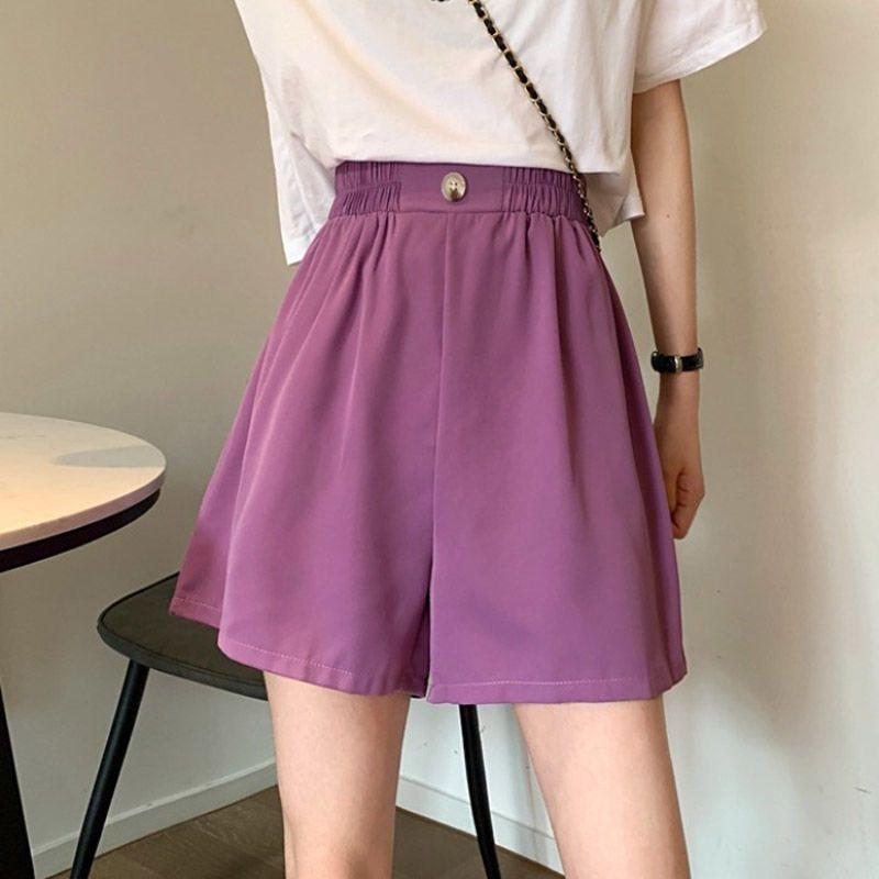 Women s Loose Wide-Leg Summer Shorts - Versatile Korean Style Sports Casuals Small фиолетовый