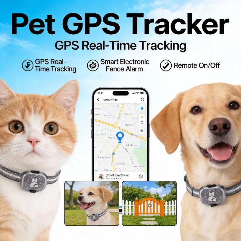 GPS Pet Tracker Dog Collar - Waterproof GPS Positioning and Smart Activity Tracker with Unlimited Range