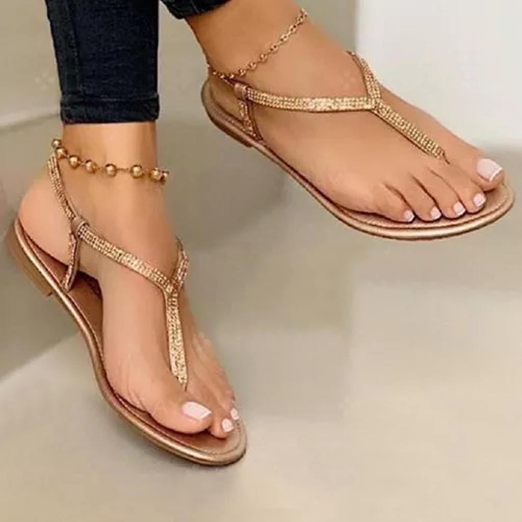 Shoes Flats Rhinestones Roman Sandals 