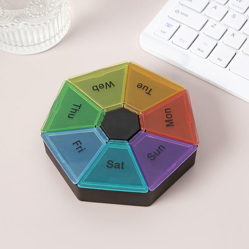 New Mini 7 Day Weekly Colorful Petal Pill Cases Organizer Box PP Food Grade Material, Portable Medicine Splitter Case Medicine