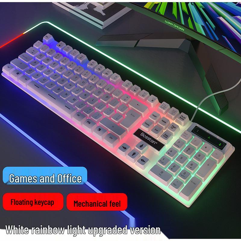 

Mechanical Feel Wired Keyboard and Mouse Set for Gaming, Typing, and Esports
