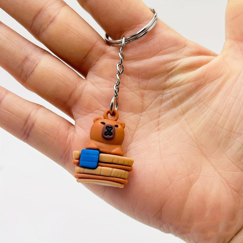 1PCS Cartoon Capybara Keychain Unisex Silicone Cute Animal Charm for Backpack, Car Pendant  Animal Theme Decorative Key Rings