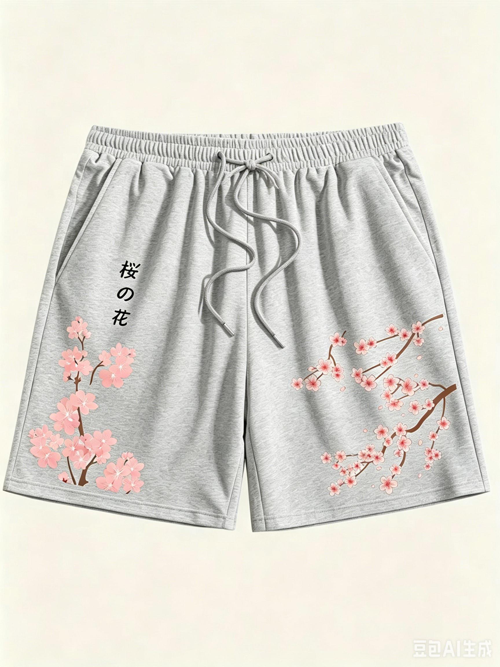 Women s Men s Summer Personalized Cherry Blossom Letter Print Micro Elastic Breathable Drawstring Sport Shorts Female Male Clothing 4XL