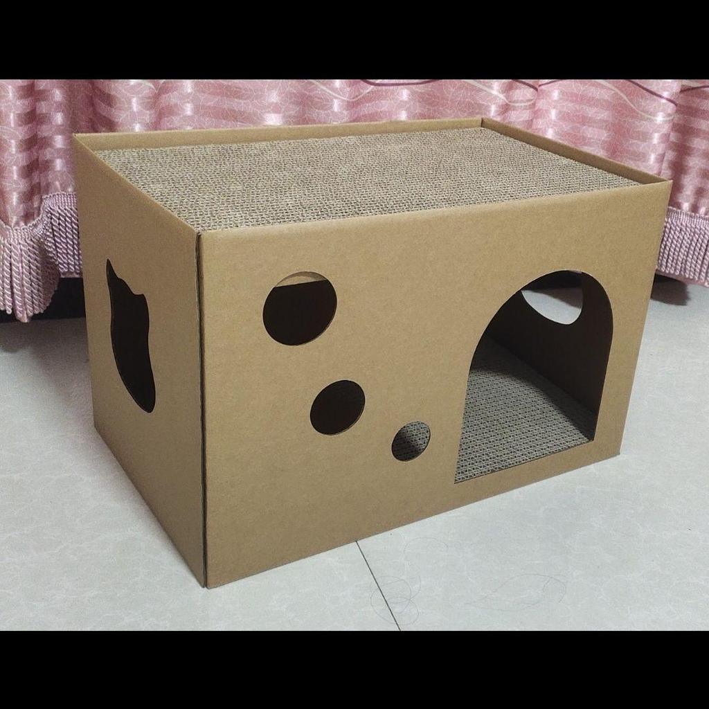 Cat Bed & Scratch Board: Durable, No-Shed Corrugated Cardboard House