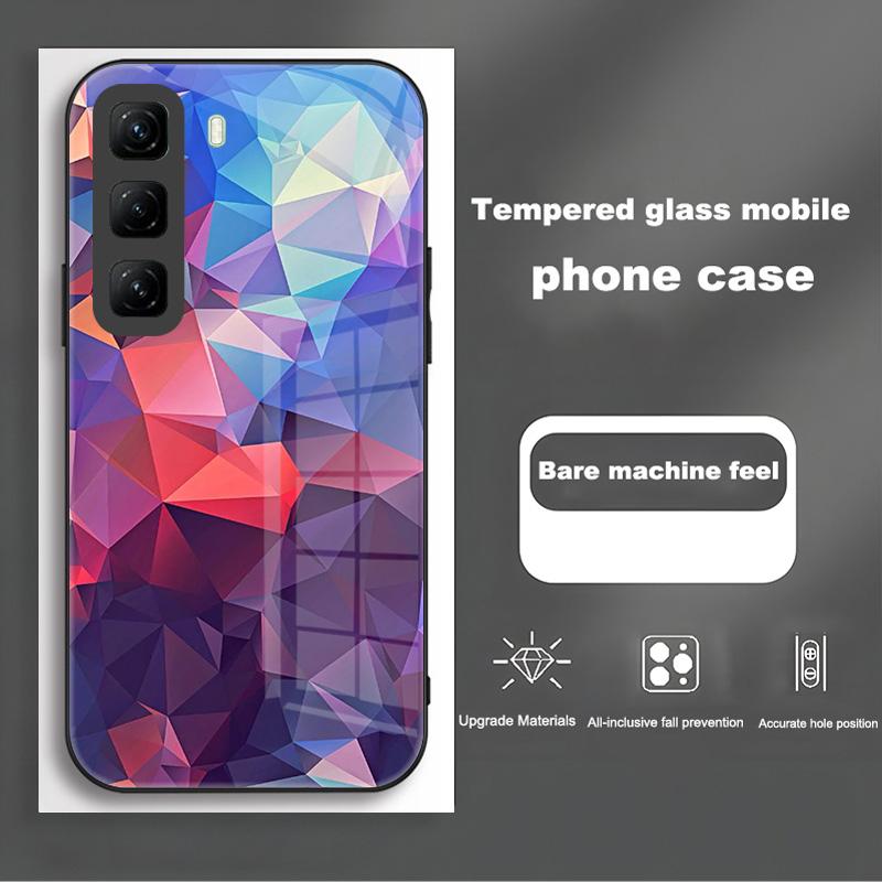 Handyhülle Für Infinix Hot 50 Pro Plus Hülle Harte PC Stoßfeste Abdeckung Gehärtetes Glas Hülle Hot 50 Pro+ Vollständige Schutzhülle Funda