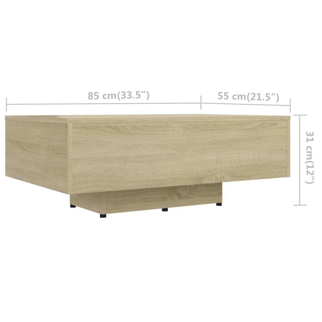 Coffee Table Sonoma Oak 85 X 55 X 31 Cm Particleboard