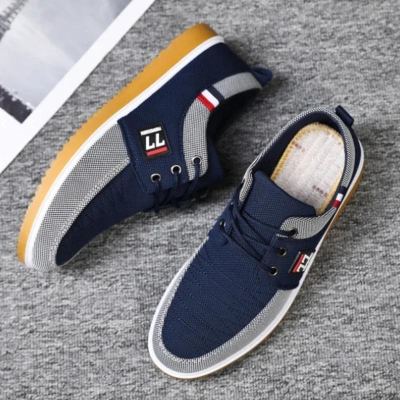 Fashion Fashionable Men's Canvas Shoes, Light Sports Shoes, Casual Mesh Breathable Vulcanized Shoes, Fashionable Lace-up Work Shoes2024
