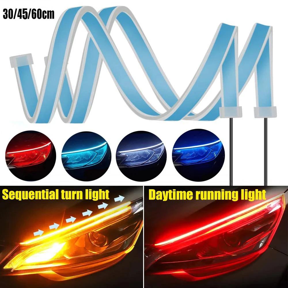 12V LED DRL Daytime Running Lights Car LED DRL Lamp Strip DRL Decorative Light Turn Signal Bulb DRL Sequential Switchback 30cm/45cm/60cm