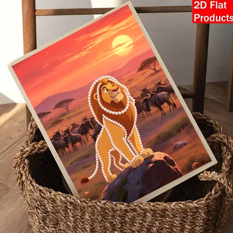 Disney Pearl Painting Head Lion King Themed Creative Pearl Art Painting 5D DIY Pearl Embroidery Mosaic Cross Stitch Kit Home Decor