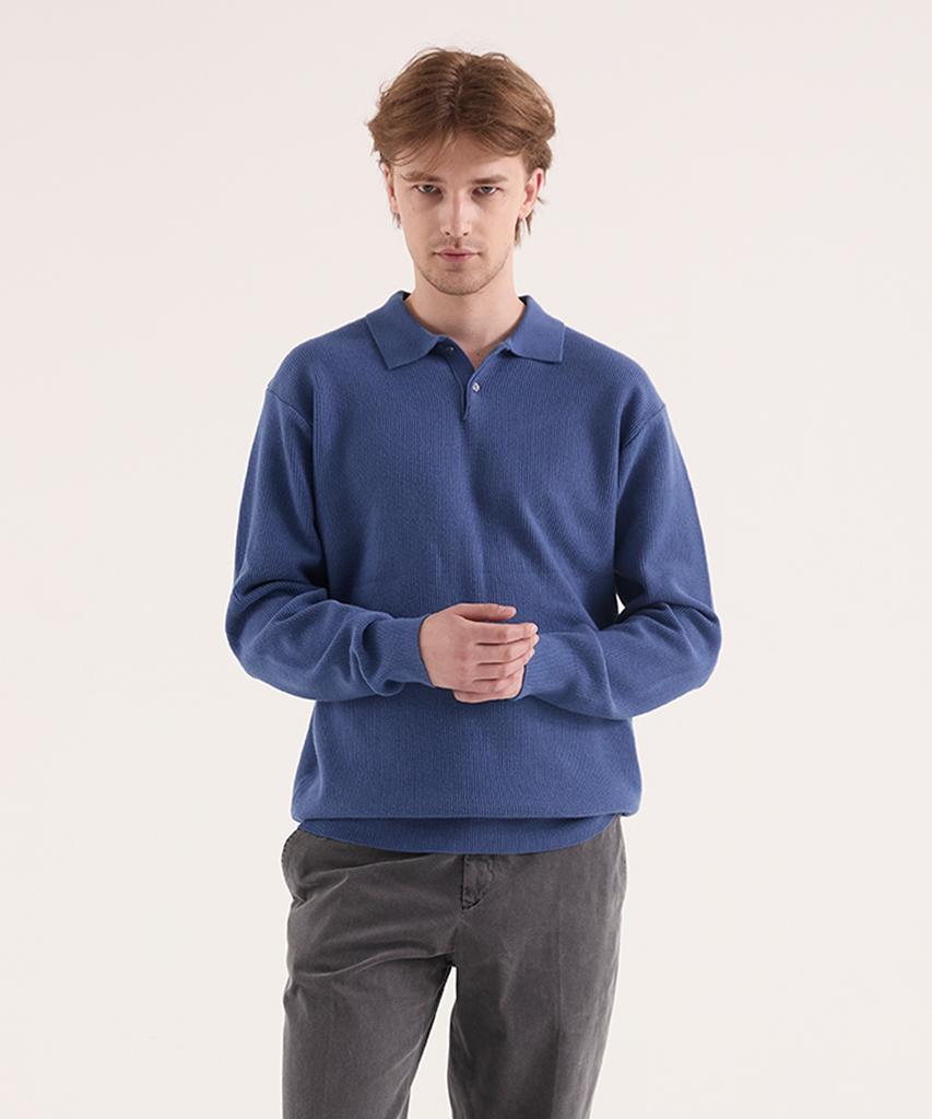 BIRBANTE Comfort Washable Collared Knit - Retro Blue