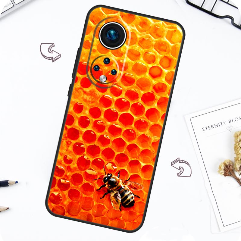 Golden Honeycomb Honey Bee Case For Honor Magic 5 6 7 Lite Honor 200 Pro X8b X9a X8a X8 X9 X9c X9b 50 70 90 Lite Cover