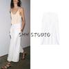 Fall New Women's Clothing Metal Hooks Design Linen Blend Pleated Loose Mid Waist Pants 8203327