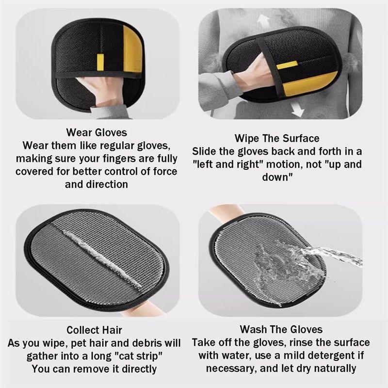Practical-Reusable Double-Sided Electrostatic For Pet Hair Remover Glove, Static Removal For Pet Hair For Pet Hair Remover Glove