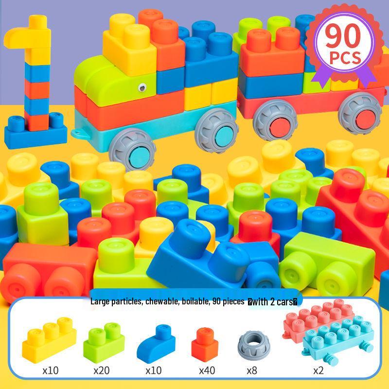 Large Soft Rubber Baby Building Blocks - Safe for 1-2 Year-Olds