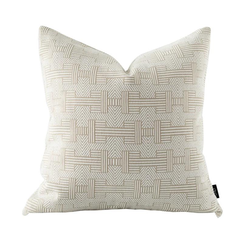 New Oat Color High End Geometric Jacquard Cushion Cover Double-Sided Modern Light Luxury Pillow Covers Decorative Decor Home