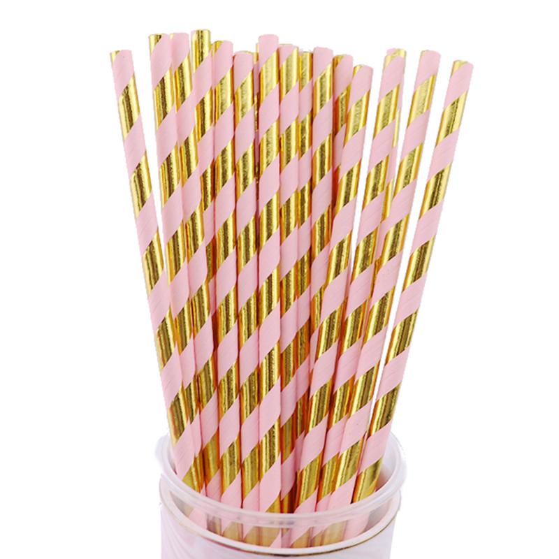25 buc Paie de Băut de Unică Folosință din Hârtie Colorată, Folie Aurie/Argintie Curcubeu, Decor de Crăciun, Nuntă, Zi de Naștere, Articole de Petrecere