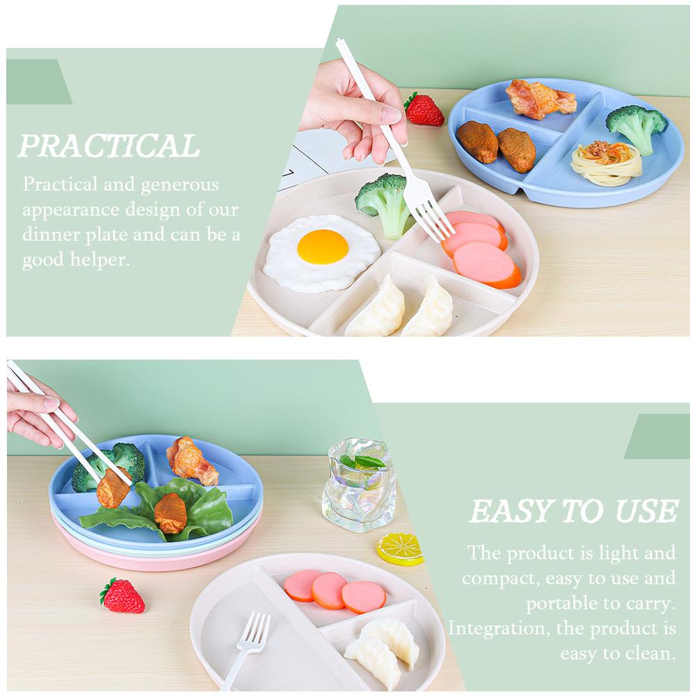 4 Pcs Fat Reduction Plate No Harm Loss Compartment Tray Ceramics Supplementary Food Diet Plates Divided
