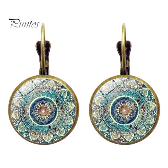 

1 пара жіночих сережок Huggie Vintage в етнічному стилі з принтом Легкий одяг для побачень Щоденний одяг для бенкетів Танці Висячі сережки Прикраси для вух антична бронзова кольору