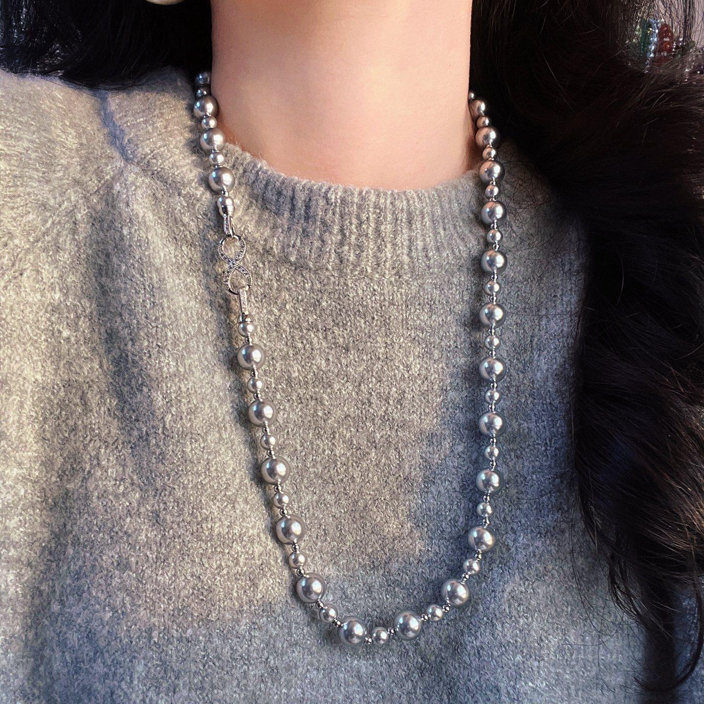 

Cold Really Hemp Color Autumn And Winter Boutique Highlight Shijia Pearl Sweater Chain Necklace Collarbone Chain Women