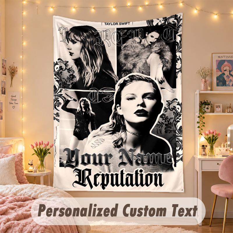 Custom Personalized Tapestry,Taylor Swift Print Custom Name Text Wall Art Hanging for Bedroom