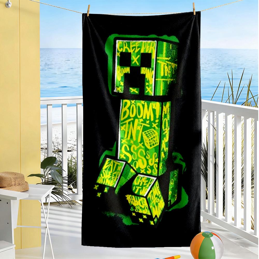 Minecraft Beach Towel Super Soft Microfiber Quickdry Fabric Comfortable Lightweight Perfect for Traveling Yoga Camping and Swimming