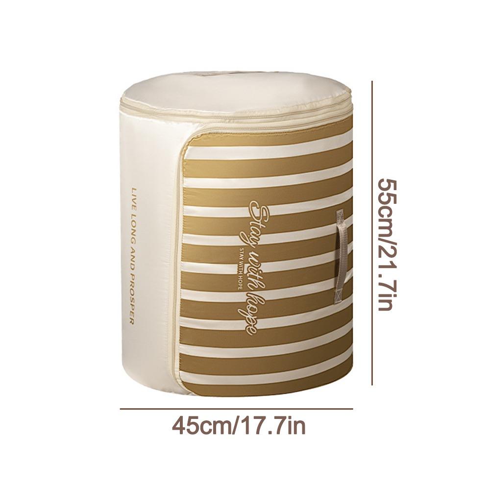 Cylindrical Quilt Compression Bags Large Capacity Stripe Household Quilt Foldable Storage Bag Storage Organization Tools
