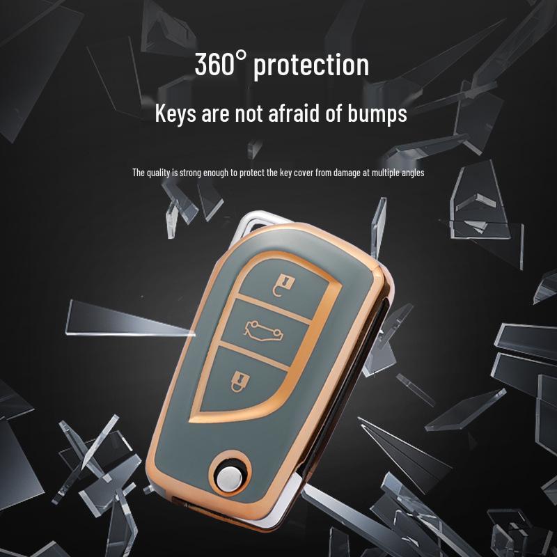 Full-Coverage Protective Case for Two-Button Toyota Keys, Fits Corolla, Highlander, Reiz, RAV4