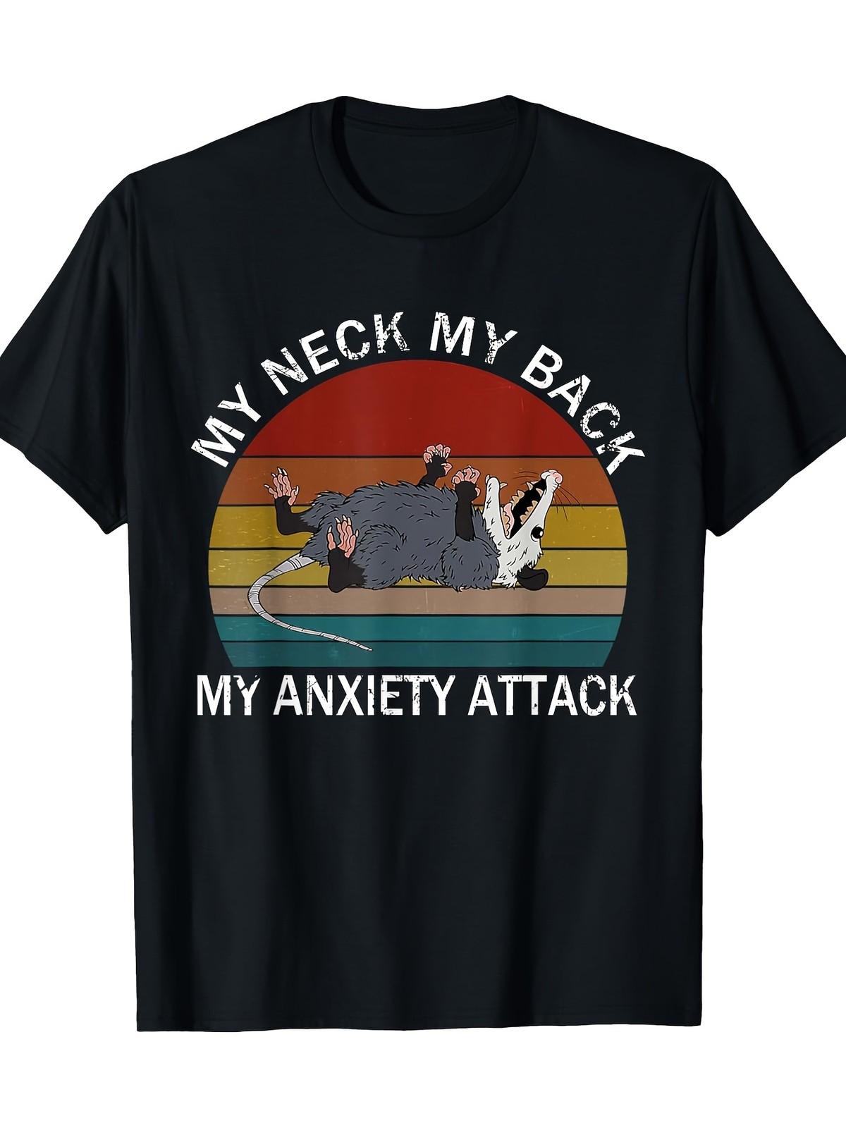 Anxiety Attack Opossum Sunset T-Shirt: My Neck My Back My S разноцветный