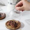 Elegant Wooden Cake Stand with Glass Top Multi Functional Serving Plate for Snacks Dessert Presentation Tray