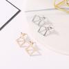 Women Fashion Simple Geometric Hollow Diamond Square Earrings
