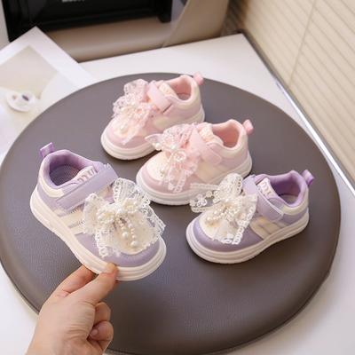 Frühling und Herbst Neue Kinderschuhe Rutschfeste Weiche Sohle Leichte Babyschuhe Mädchen Prinzessin Schleife Vielseitige Sneaker