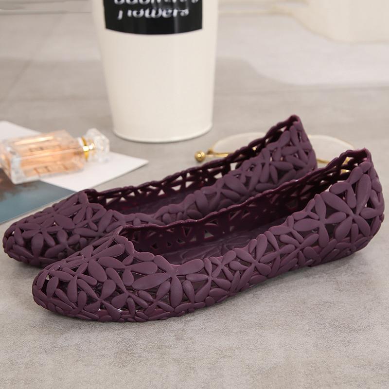 

Fashion Cosy flats jelly shoes slip on cut-out flower loafers bow-knot strip shallow moccasins brief anti-skid candy espadrilles women 6.5