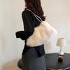 Luxury Furry Shoulder Bag Solid Color Soft Tote Bag Large Capacity Fluffy Clutch Bag
