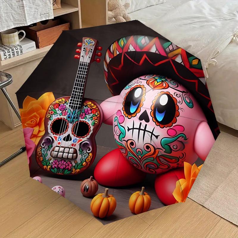 

1pc Day of the Dead Guitar Automatic Open/Close Umbrella, Lightweight Design for Everyone, Halloween & Christmas Gifts - Ideal for Daily, Formal, Part