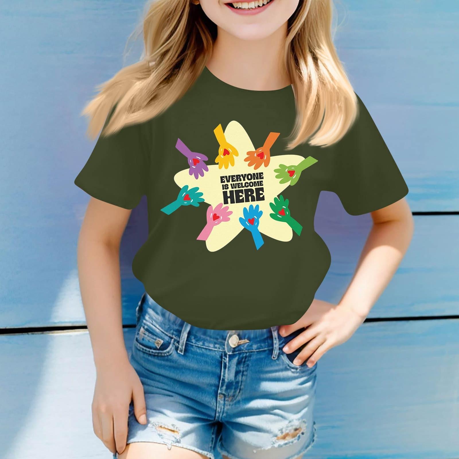 

Детский набивной короткий рукав круглый вырез повседневный удобный свободный легкий топ 100 армия зеленый