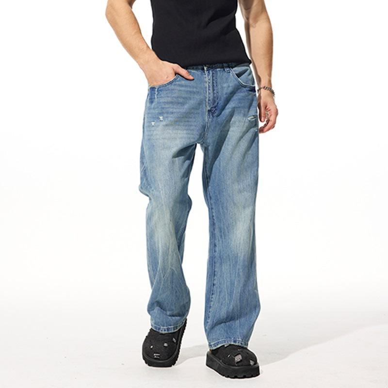 

Новый весенне-летний стиль свободные прямые джинсы микро-клеш для мужчин 36