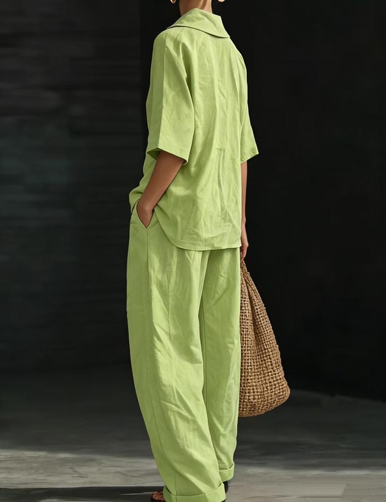 In-Stock 2026 European & American Spring/Summer Loose Casual Solid Color Fashion Set