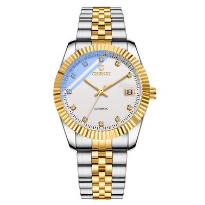 Automatic Stainless Steel Waterproof Watch with Analog Simple Casual Business Fashion Accessory Perfect Gift for and Day Men's Diamonds, Display,