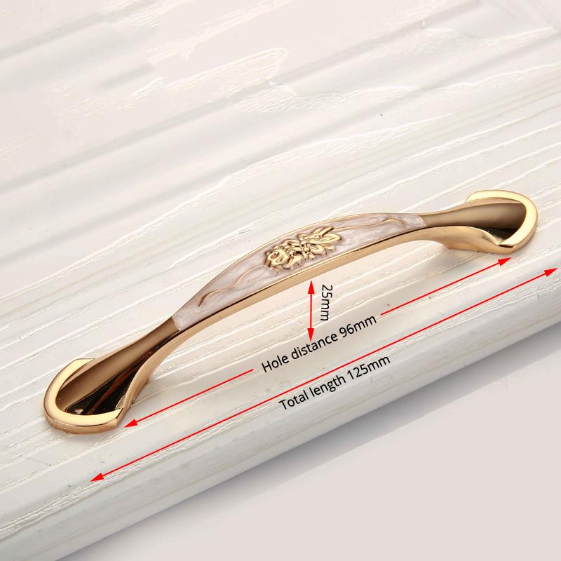 KAK 5 pieces Champagne Gold Door Handles Zinc Alloy Cabinet Handle Drawer Knobs European Wardrobe Pulls Kitchen Furniture Handle