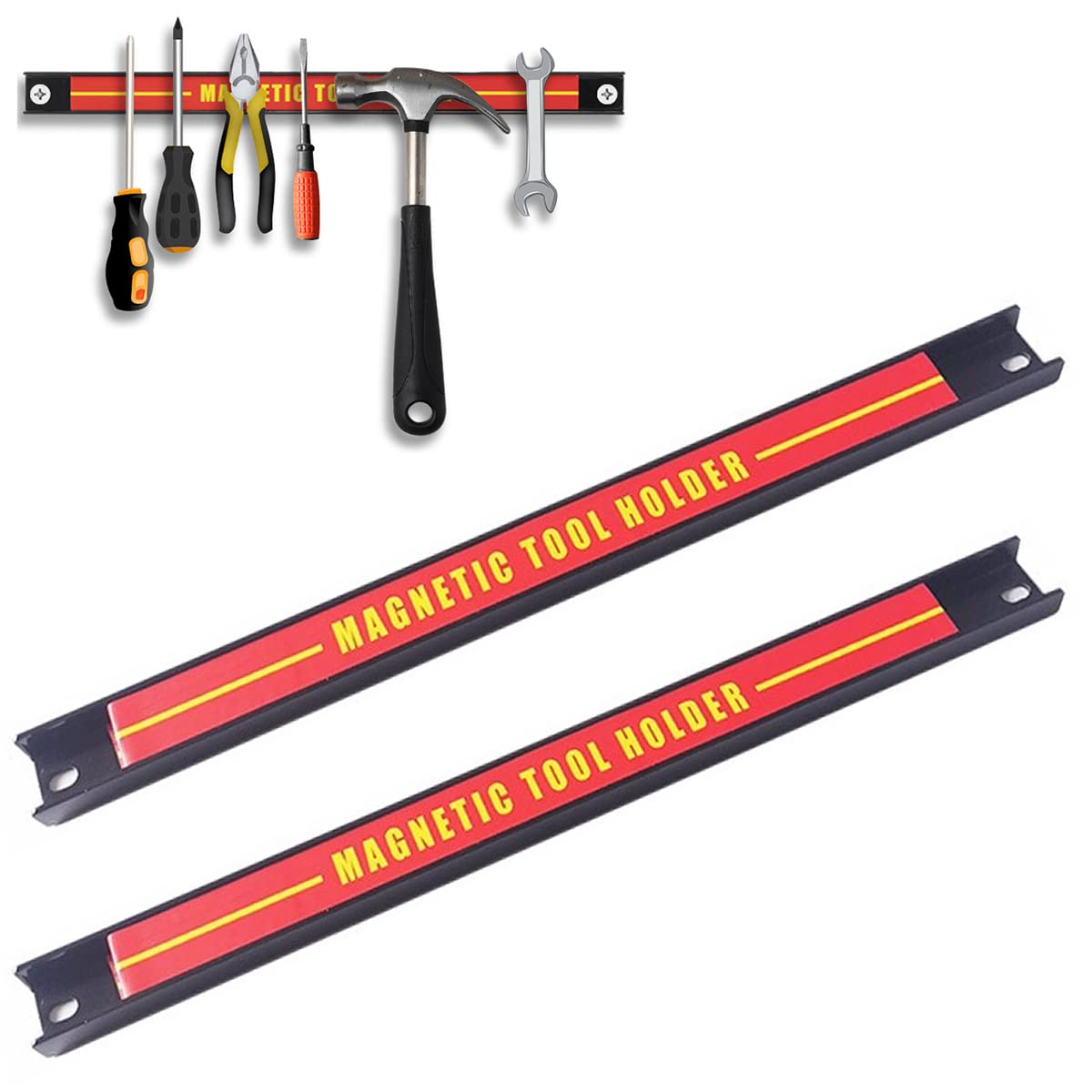 

Set of 2 Magnetic Tool Tool Magnetic Size Holders, Organization, Wall-Mounted, Heavy-Duty Storage, Wrench/Pliers чорний