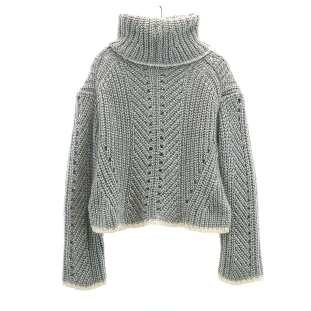 Fendi Made In Italy Silk Blend Long Sleeve Short Turtleneck Sweater Knit Women Used