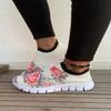 Women's shoes new painted printed mesh running shoes casual breathable sports shoes flat single shoes
