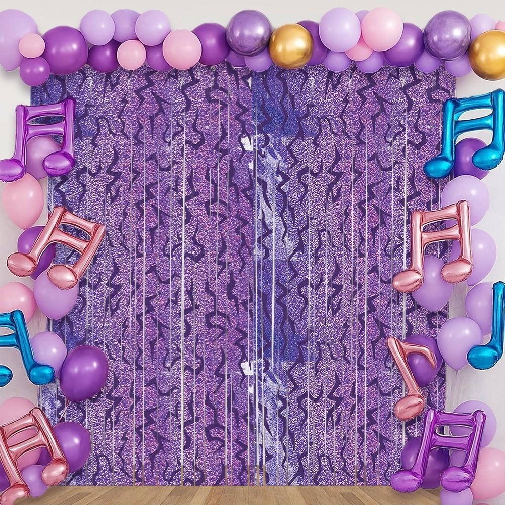 Pop Music Theme Fringe Curtains 1*2m Backdrop Decorations  For Girl's Birthday
