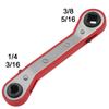 Refrigeration Ratchet Wrench Conditioning Service Wrench 4 Different Sizes - 1/4 X 3/16 Square X 3/8 X 5/16 Square
