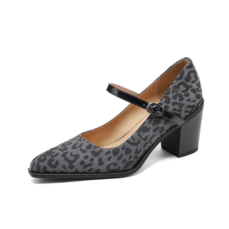 

Fashion 2025 New Spring/summer Leopard Print Sheep Suede Woman Shoes Pointed Toe High Heels Women Pumps Shoes for Women Mary Jane Shoes 41