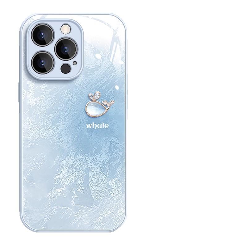 Applicable to Apple 16promax glass phone case 17Air glacier 15plus gradual change blue Huawei Xiaomi ov