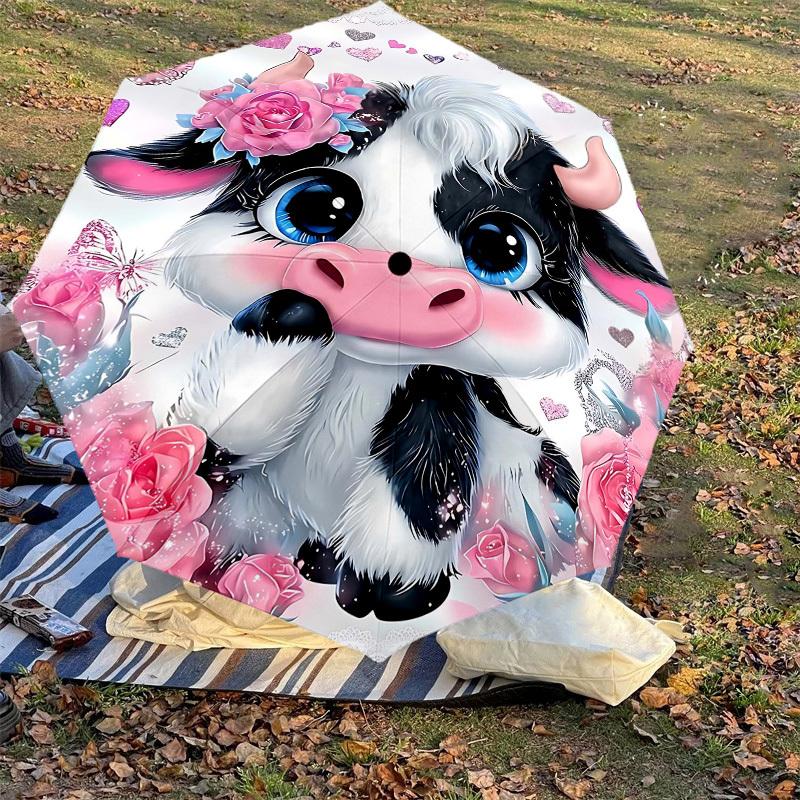 1PC Cow Umbrella-8-Rib Reinforced, Automatic Open, Lightweight & Durable, Fashion Accessory for Outdoor, H0407